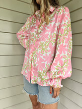 Load image into Gallery viewer, PIA FLORAL BLOUSE - PINK LIME
