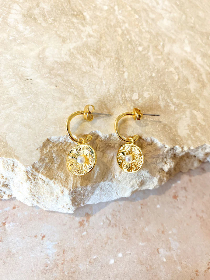 LUSTRE & SAGE - MILLA GOLD PLATED COIN EARRING